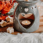 Grey Oil/Wax Burner With Cutout Heart