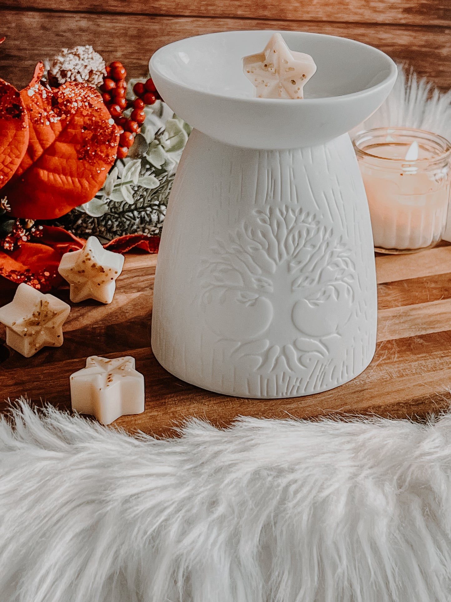 Tree Of Life White Ceramic Wax/Oil Burner